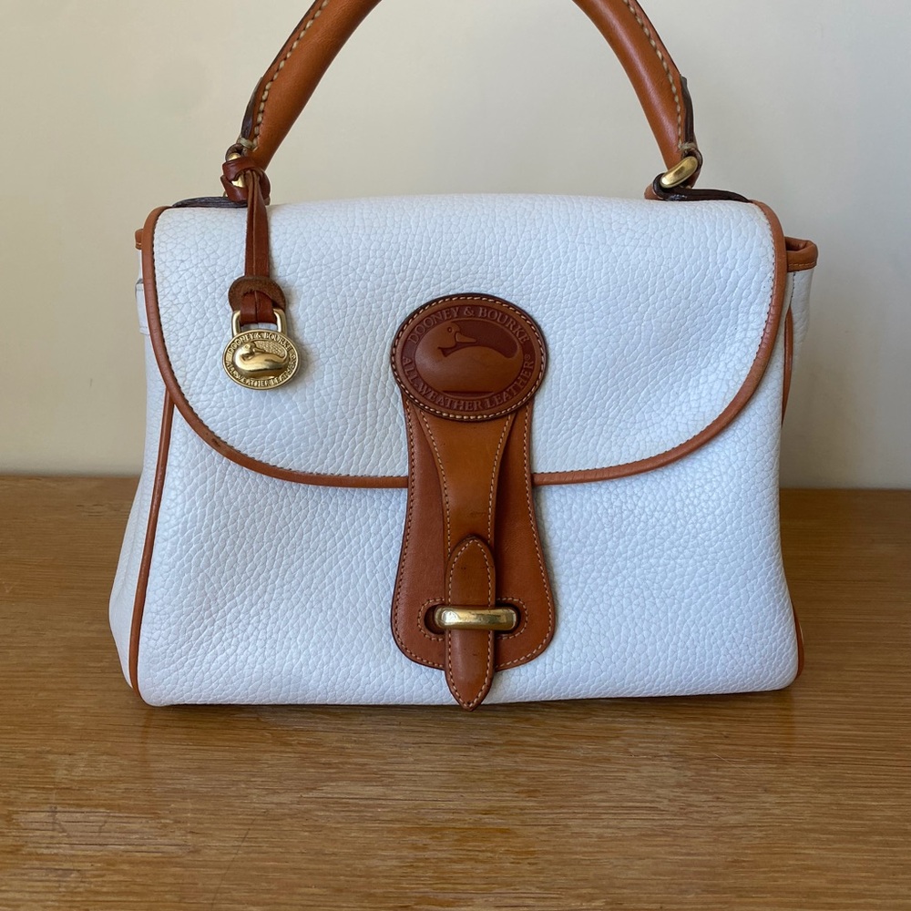 Dooney & Bourke Essex Top Handle – Rare AWL White & British Tan